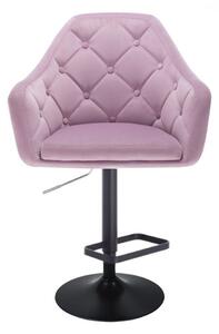 LuxuryForm Barová židle ANDORA VELUR na černém talíři - fialová