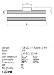 Redo Nástěnná LED lampa Rigal, d: 91cm Chromatičnost: 3000K