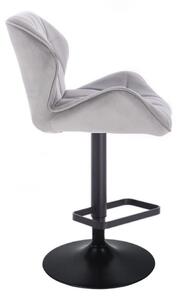 LuxuryForm Barová židle MILANO VELUR na černé kulaté podstavě - světle šedá