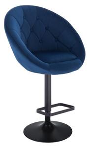 LuxuryForm Barová židle VERA VELUR na černém talíři - modrá