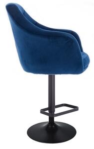 LuxuryForm Barová židle ANDORA VELUR na černém talíři - modrá