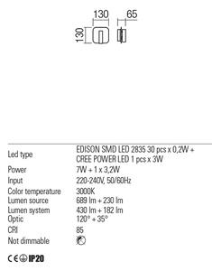 Redo Nástěnné LED svítidlo Quda, čtverec Barva: Saténový nikl