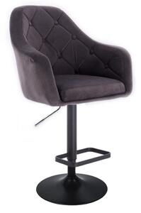 Barová židle ANDORA VELUR na černém talíři - šedá
