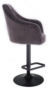 LuxuryForm Barová židle ANDORA VELUR na černém talíři - šedá