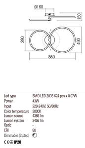Redo Stropní LED svítidlo Spell, 2 kruhy, ø86cm Barva: lesklý chrom