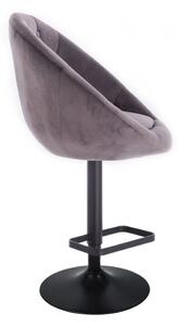 LuxuryForm Barová židle VERA VELUR na černém talíři - šedá