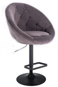 LuxuryForm Barová židle VERA VELUR na černém talíři - šedá