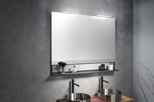 Sapho ERUPTA zrcadlo s LED osvětlením a policí 120x80cm, černá mat