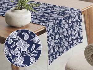 Biante Bavlněný běhoun na stůl Sandra SA-263 Květinový vzor na modrém 35x180 cm