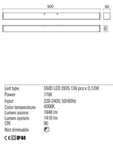 Redo Nástěnné LED svítidlo Thela, d: 90cm Chromatičnost: 3000K