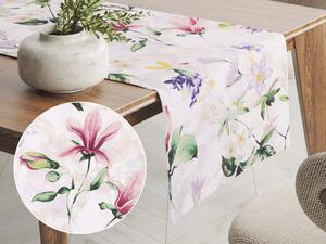 Biante Bavlněný běhoun na stůl Sandra SA-287 Mix květin na bílém 35x180 cm