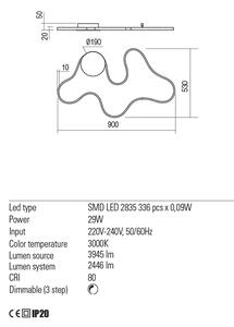 Redo Nástěnná LED lampa Estoril, d.90cm Chromatičnost: 3000K