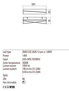 Redo Nástěnné LED svítidlo Zigo, 28cm x 6cm Barva: Černá