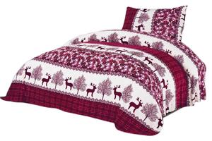 Bavlissimo 2-dílné povlečení jeleni mikroplyš vínová 140x200 na jednu postel