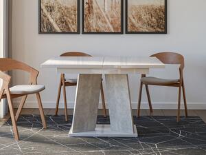 Moderní rozkládací jídelní stůl RANDOY - beton / lesklý bílý