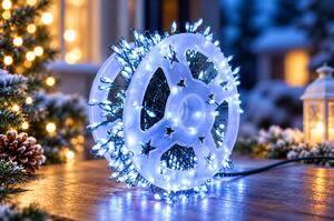 Vánoční LED světelný mikro řetěz, studená bílá, 20m, 600 LED, se záblesky