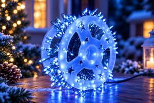 Vánoční LED světelný mikro řetěz, modrá, 20m, 600 LED, se záblesky