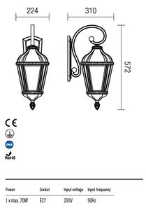 Redo Venkovní nástěnné svítidlo ESSEN, v:57,2cm, varianta spodní