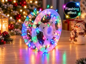 Vánoční LED světelný mikro řetěz, různobarevná, 20m, 600 LED, se záblesky