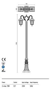 Redo Venkovní sloupkové svítidlo YORK, v:270cm