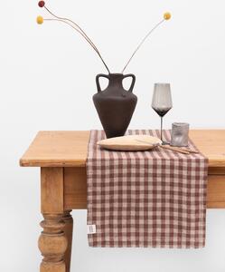 Lněný stolní běhoun Chocolate Gingham
