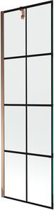 MEXEN - Next zástěna vanová, 1-křídlo, 60 x 150 cm - černá/vzor - pevná - růžově zlatá - 895-060-000-00-77-60