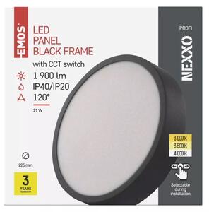 Emos lighting LED přisazený panel NEXXO ø22,5cm, 21W, CCT, kulatý Barva: Černá