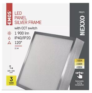 Emos lighting LED přisazený panel NEXXO 22,5cm, 21W, CCT, čtvercový Barva: Stříbrná