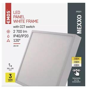 Emos lighting LED přisazený panel NEXXO 30cm, 28,5W, CCT, čtvercový Barva: Stříbrná