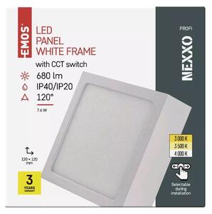 Emos lighting LED přisazený panel NEXXO 12cm, 7,6W, CCT, čtvercový, bílý