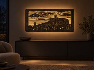 "Bezděz" světelný obraz s baterií a pohybovým čidlem 100x50 cm provedení povrchu: dub světlý