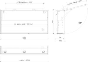 Sapho CLOE galerka s LED osvětlením 100x50x18cm, borovice rustik CE100-0016