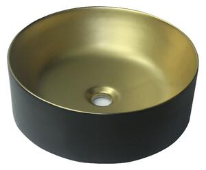 Invena Kos, keramické umyvadlo na desku 415x415x135 mm, zlatá matná-černá matná, INV-CE-38-017-C