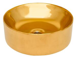 Invena Kos, keramické umyvadlo na desku 415x415x135 mm, zlatá lesklá, INV-CE-38-009-C