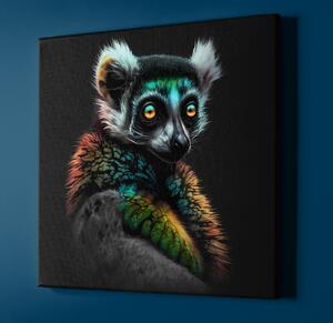 Obraz na plátně - barevný Lemur FeelHappy.cz Rozměr obrazu (Šířka x Výška): 40 x 40 cm