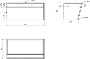 Sapho SKA konstrukce s policí 900x400x460mm, černá mat SKA103