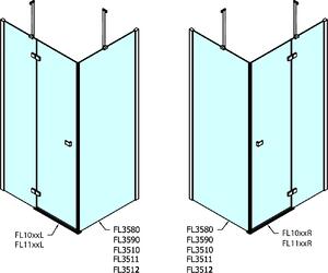 Polysan FORTIS LINE sprchové dveře 1000mm, čiré sklo, levé FL1010L