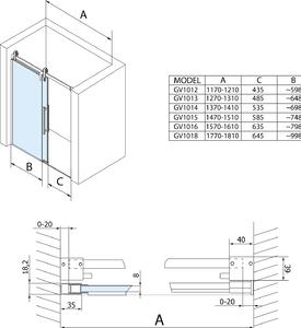 Gelco VOLCANO sprchové dveře 1200 mm, čiré sklo GV1012