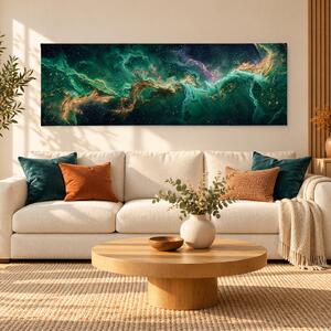 Obraz na plátně - Galaxie Golden Rush FeelHappy.cz Rozměr obrazu (Šířka x Výška): 120 x 40 cm