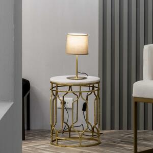 Ideal Lux Stolní lampa SET UP, SMALL, ⌀20cm Barva stínidla: béžová, Barva podstavce: mosaz