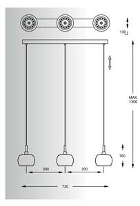 Zuma Line Závěsné svítidlo CRYSTAL 3, š. 73 cm , v. max. 130 cm