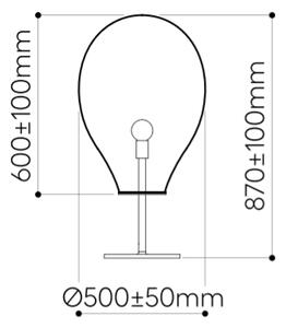 Bomma Luxusní stojací lampa Tim small ø 50 cm Barva: Kouřové sklo, Povrch Montury: Černá