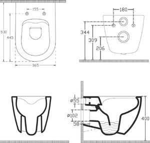 Isvea INFINITY závěsná WC mísa, Rimless, 36, 5x53cm, antracit 10NF02001-2C