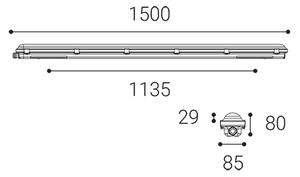 Led2 Lineární stropní LED svítidlo DUSTER II 150 cm - emergency, IP66