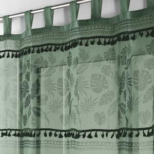 Douceur Záclona na kroužcích s třásněmi Milagreen Listy Zelená Velikost: 140 x 240 cm