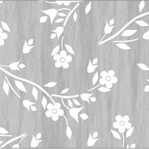 Ubrus PVC 109B, návin 20 m x 140 cm, drobné bílé květy na šedém podkladu, IMPOL TRADE