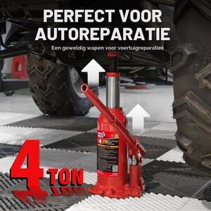 T90413 Velká červená hydraulická lahev tác s taškou, kapacita 4 tun