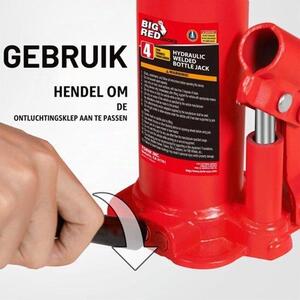 T90413 Velká červená hydraulická lahev tác s taškou, kapacita 4 tun