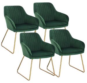 Jídelní židle – sada 4 kusů – sametové potahy – pohodlné židle – kovové nožky – ergonomický design