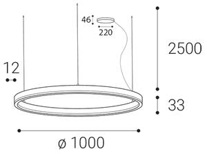 Led2 Závěsné LED svítidlo CIRCLE P-Z ø 100 cm, 3000/4000K Barva: Černá, Stmívání: TRIAC (ON/OFF)
